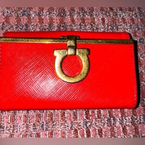 Vintage Salvatore Ferragamo Gancio Red Leather Key Case